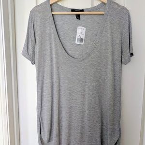 NWT Super Soft Grey Scoop Neck Bralette Tee